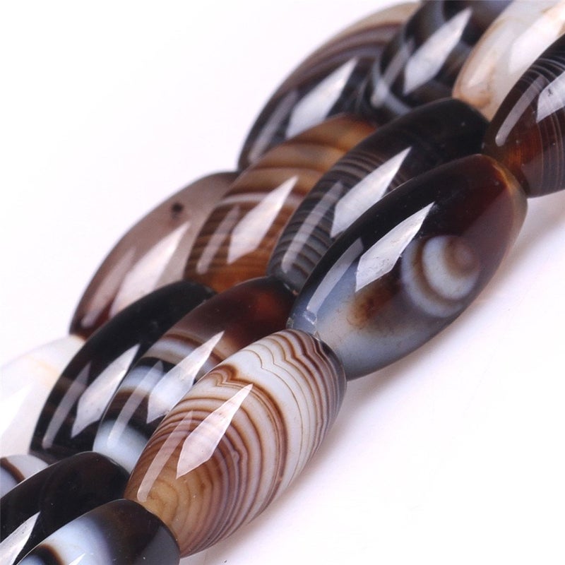 JOE FOREMAN Botswana Agate Beads for Jewelry Making Natural Gemstone Semi Precious 8x16mm Oval Rice 15" JOE FOREMAN - Image 1